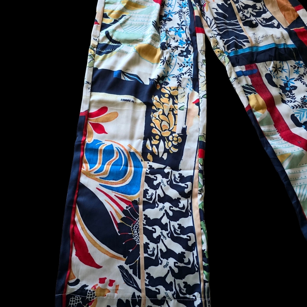 🎁NWT Micas Abstract Patchwork Wide Leg Trousers … - image 4